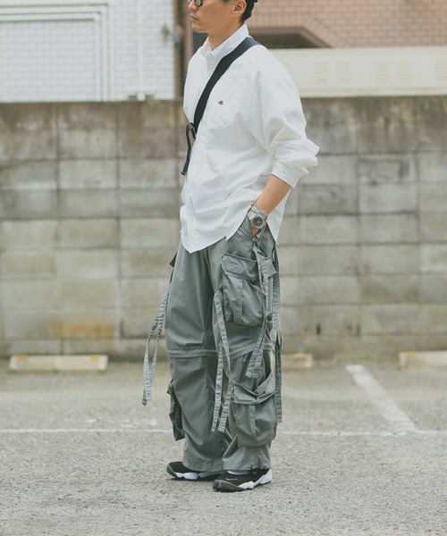 HOUSTON（ヒューストン）の「NYLON　TECHNO PANTS　ナイロンテクノパンツ　10047（カーゴパンツ・メンズ・ブラック/グレー/オリーブ・M/L/XL）」の9枚目の写真