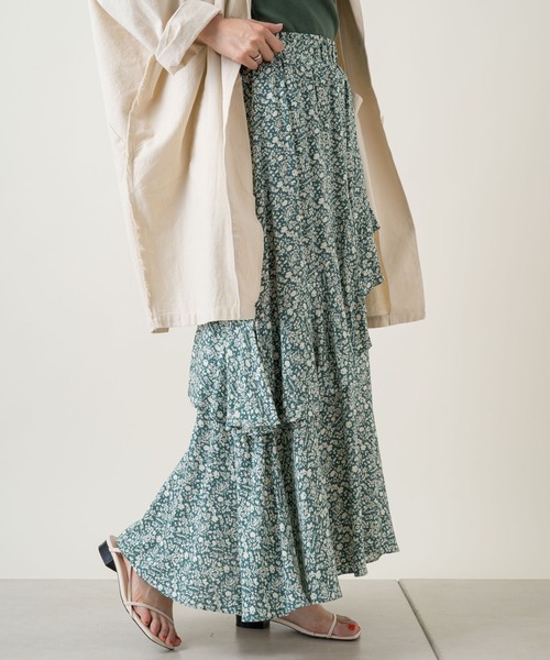Kastane（カスタネ）の「花柄アシメフリルスカート（スカート・レディース・ブラック/ミント・FREE）」の5枚目の写真