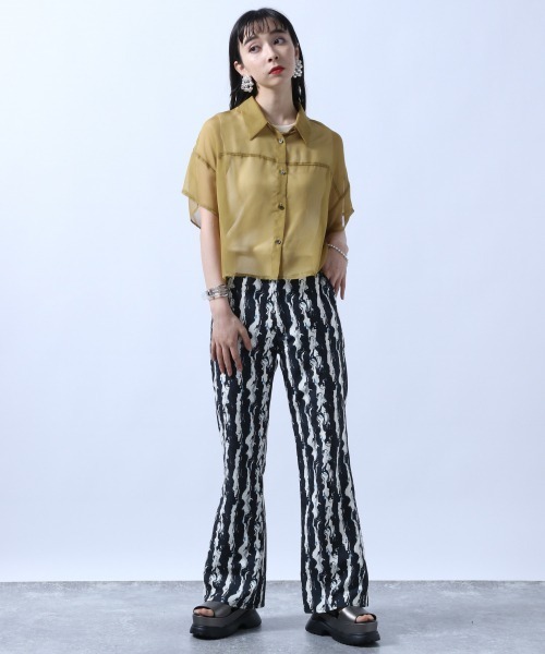 HARE（ハレ）の「ショートシアーシャツ(HARE)（シャツ/ブラウス・レディース・ブラック/ブルー/イエロー・FREE）」の12枚目の写真