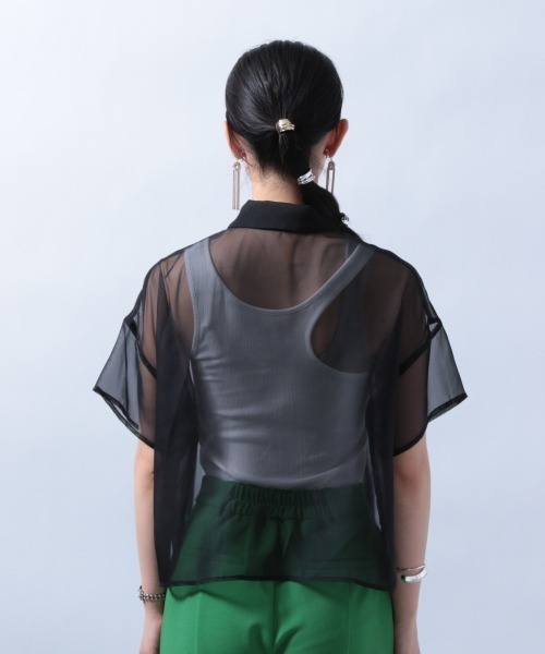 HARE（ハレ）の「ショートシアーシャツ(HARE)（シャツ/ブラウス・レディース・ブラック/ブルー/イエロー・FREE）」の15枚目の写真