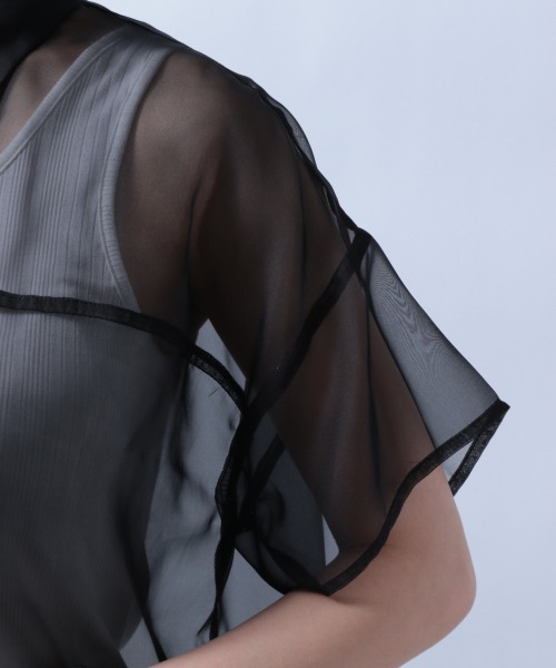 HARE（ハレ）の「ショートシアーシャツ(HARE)（シャツ/ブラウス・レディース・ブラック/ブルー/イエロー・FREE）」の11枚目の写真