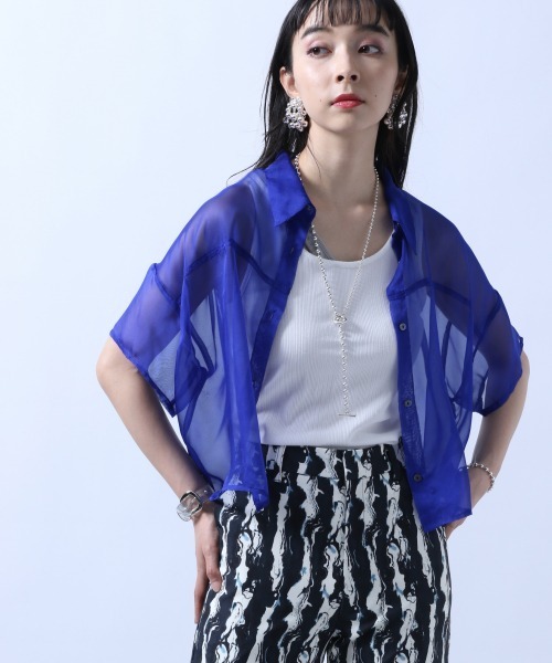 HARE（ハレ）の「ショートシアーシャツ(HARE)（シャツ/ブラウス・レディース・ブラック/ブルー/イエロー・FREE）」の18枚目の写真