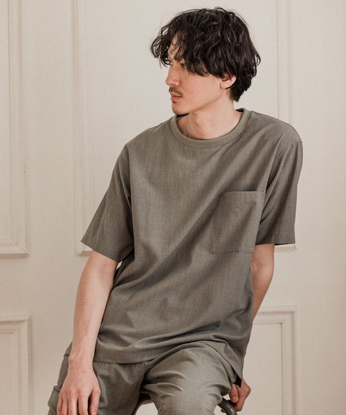 GLOBAL WORK(グローバルワーク)の「爽快リネンミックスT/935474(Tシャツ/カットソー・メンズ・チャコールグレー/ベージュ/カーキ・SMALL/MEDIUM/LARGE)」の3枚目の写真