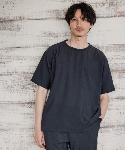 GLOBAL WORK(グローバルワーク)の「爽快リネンミックスT/935474(Tシャツ/カットソー・メンズ・チャコールグレー/ベージュ/カーキ・SMALL/MEDIUM/LARGE)」の2枚目の写真