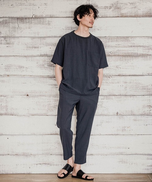 GLOBAL WORK(グローバルワーク)の「爽快リネンミックスT/935474(Tシャツ/カットソー・メンズ・チャコールグレー/ベージュ/カーキ・SMALL/MEDIUM/LARGE)」の4枚目の写真