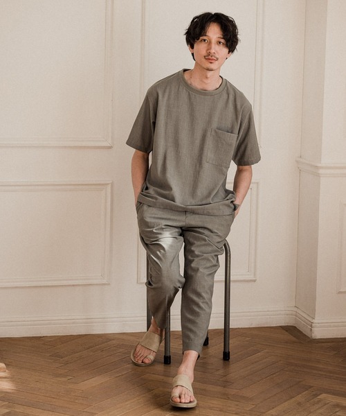 GLOBAL WORK(グローバルワーク)の「爽快リネンミックスT/935474(Tシャツ/カットソー・メンズ・チャコールグレー/ベージュ/カーキ・SMALL/MEDIUM/LARGE)」の6枚目の写真