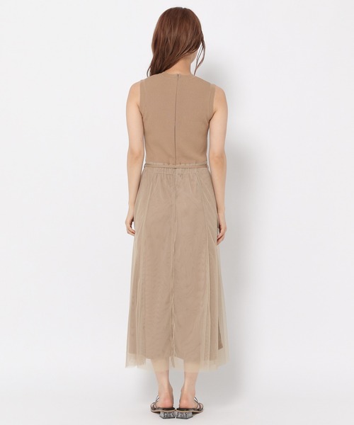 mysty woman(ミスティウーマン)の「ニットチュールドッキングワンピース 949389(ワンピース・レディース・アイボリー/ブラック/モカ・FREE)」の17枚目の写真