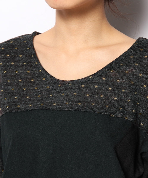 mystic（ミスティック）の「ラメニットソー切替プルオーバー（ニット/セーター・レディース・ネイビー/オフホワイト/チャコールグレー・ﾌﾘ-）」の8枚目の写真