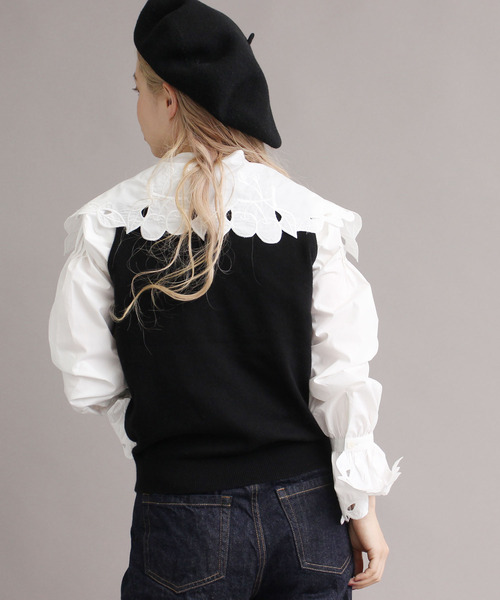 peu pres（プープレ）の「●ヒメリンゴ刺繍 ベスト（ベスト・レディース・ブラック/ホワイト・FREE）」の5枚目の写真