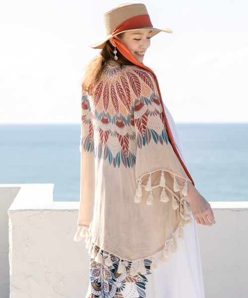 チャイハネ（チャイハネ）の「【チャイハネ】メンデルフリンジカーディガン（カーディガン/ボレロ・レディース・ホワイト/ベージュ/キャメル・FREE）」の3枚目の写真