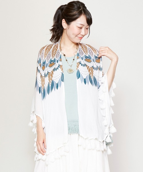 チャイハネ（チャイハネ）の「【チャイハネ】メンデルフリンジカーディガン（カーディガン/ボレロ・レディース・ホワイト/ベージュ/キャメル・FREE）」の2枚目の写真