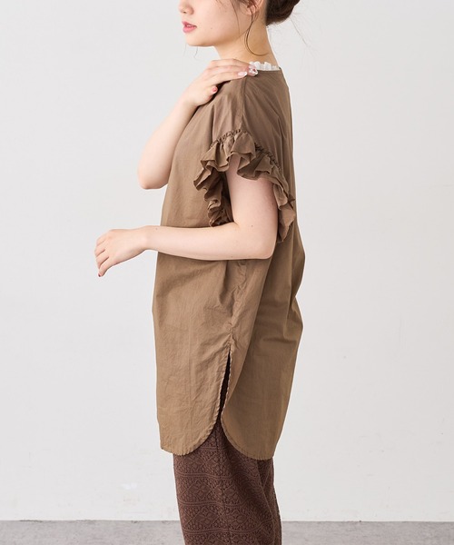 PUAL CE CIN（ピュアルセシン）の「タイプライター袖フリルブラウス（シャツ/ブラウス・レディース・ブラウン/イエロー/アイボリー/スミクロ・FREE）」の21枚目の写真