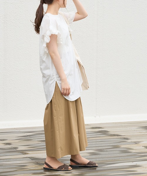 PUAL CE CIN（ピュアルセシン）の「タイプライター袖フリルブラウス（シャツ/ブラウス・レディース・ブラウン/イエロー/アイボリー/スミクロ・FREE）」の5枚目の写真