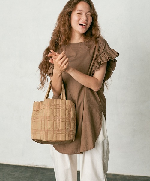 PUAL CE CIN（ピュアルセシン）の「タイプライター袖フリルブラウス（シャツ/ブラウス・レディース・ブラウン/イエロー/アイボリー/スミクロ・FREE）」の13枚目の写真