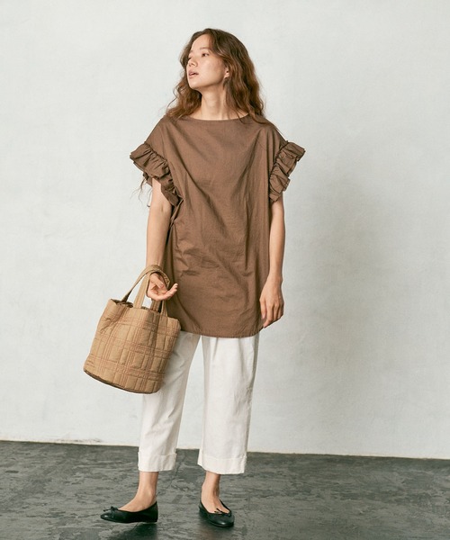 PUAL CE CIN（ピュアルセシン）の「タイプライター袖フリルブラウス（シャツ/ブラウス・レディース・ブラウン/イエロー/アイボリー/スミクロ・FREE）」の20枚目の写真