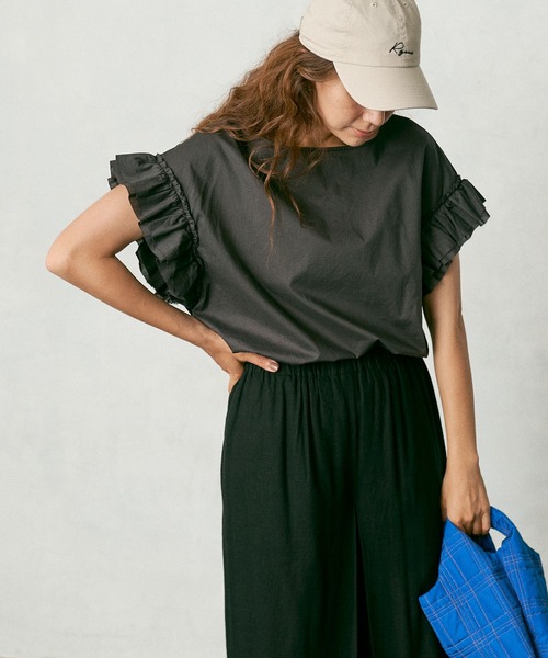 PUAL CE CIN（ピュアルセシン）の「タイプライター袖フリルブラウス（シャツ/ブラウス・レディース・ブラウン/イエロー/アイボリー/スミクロ・FREE）」の22枚目の写真