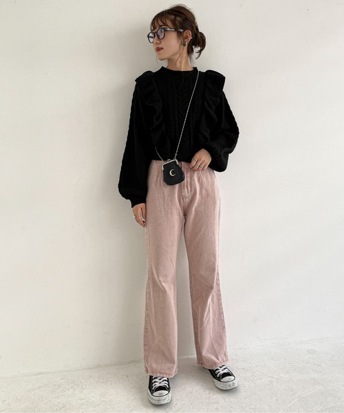 EPIMI E'PIMMY（エピミエピミー）の「ヴィンテージフリルケーブルニット（ニット/セーター・レディース・ダークブルー/ブラック/オフホワイト/ベージュ・MEDIUM）」の8枚目の写真