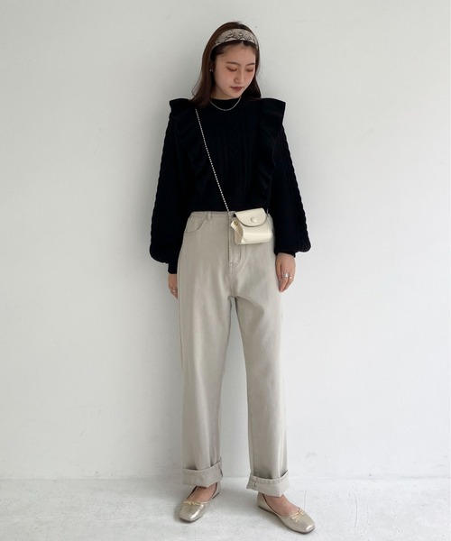 EPIMI E'PIMMY（エピミエピミー）の「ヴィンテージフリルケーブルニット（ニット/セーター・レディース・ダークブルー/ブラック/オフホワイト/ベージュ・MEDIUM）」の21枚目の写真