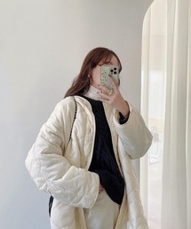 un dix cors | サステナブルあたたか機能素材　リバーシブルキルティングコート(ノーカラーコート)