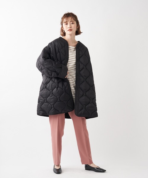 un dix cors（アンディコール）の「サステナブルあたたか機能素材　リバーシブルキルティングコート（ノーカラーコート・レディース・アイボリー/ブラック/カーキ・FREE）」の18枚目の写真