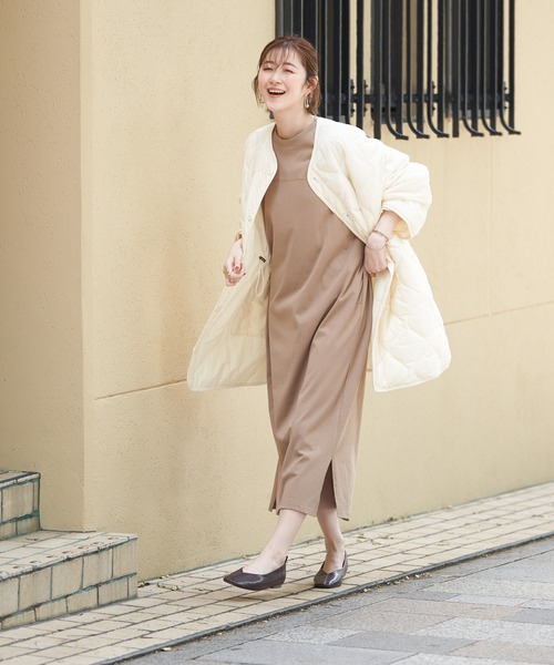 un dix cors（アンディコール）の「サステナブルあたたか機能素材　リバーシブルキルティングコート（ノーカラーコート・レディース・アイボリー/ブラック/カーキ・FREE）」の20枚目の写真