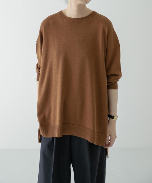 かぐれ（カグレ）の「コットンシルクワイドニット（ニット/セーター・レディース・アイボリー/ブラウン/ブラック・FREE）」の3枚目の写真