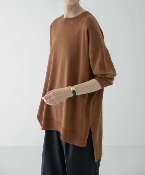 かぐれ（カグレ）の「コットンシルクワイドニット（ニット/セーター・レディース・アイボリー/ブラウン/ブラック・FREE）」の11枚目の写真