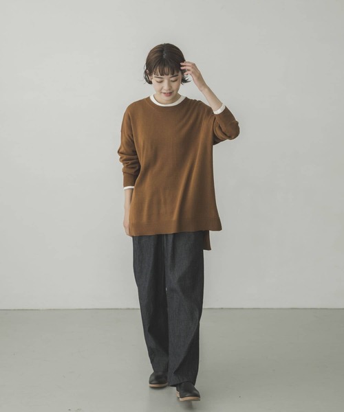 かぐれ（カグレ）の「コットンシルクワイドニット（ニット/セーター・レディース・アイボリー/ブラウン/ブラック・FREE）」の13枚目の写真