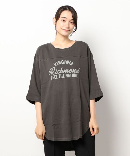Samansa Mos2（サマンサ モスモス）の「フットボールTシャツ（シャツ/ブラウス・レディース・ベージュ/ボルドー/チャコール/キナリ・ﾌﾘ-）」の10枚目の写真