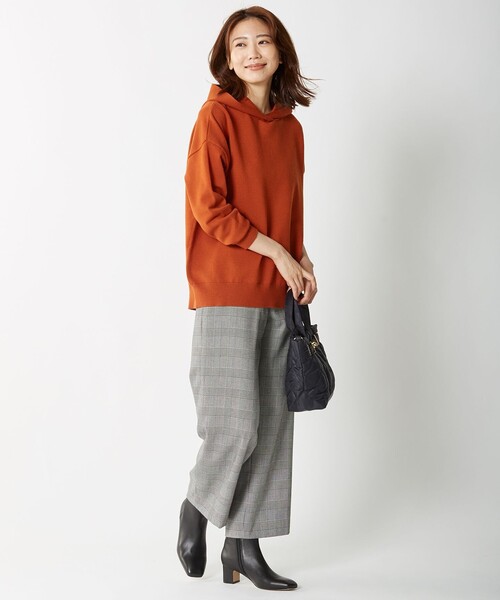 J.PRESS(ジェイプレス)の「T/R ウールストレッチグレンチェックⅡ ストレート パンツ(その他パンツ・レディース・ブラック系3/ネイビー系3・T13/T17/T15)」の4枚目の写真