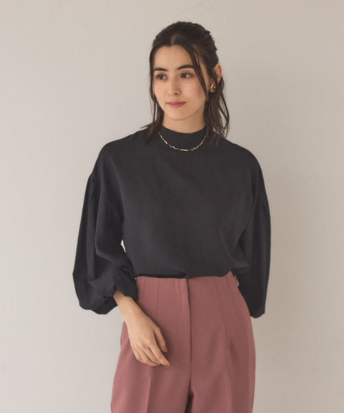 abahouse mavie（アバハウスマヴィ）の「2WAYボリューム袖シアーブラウス（シャツ/ブラウス・レディース・ブラック/ベージュ/ボルドー・フリー）」の8枚目の写真