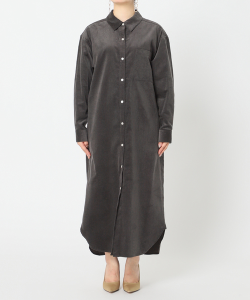 Simplicite（サンプリシテ）の「細コールシャツワンピース◆（シャツワンピース・レディース・グレー/ナチュラル/キャメル・SMALL/MEDIUM）」の22枚目の写真