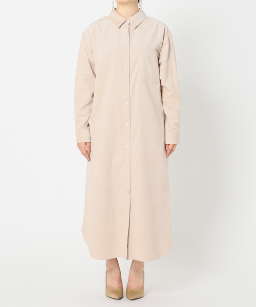 Simplicite（サンプリシテ）の「細コールシャツワンピース◆（シャツワンピース・レディース・グレー/ナチュラル/キャメル・SMALL/MEDIUM）」の21枚目の写真