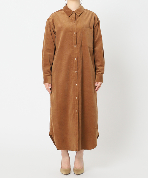 Simplicite（サンプリシテ）の「細コールシャツワンピース◆（シャツワンピース・レディース・グレー/ナチュラル/キャメル・SMALL/MEDIUM）」の20枚目の写真