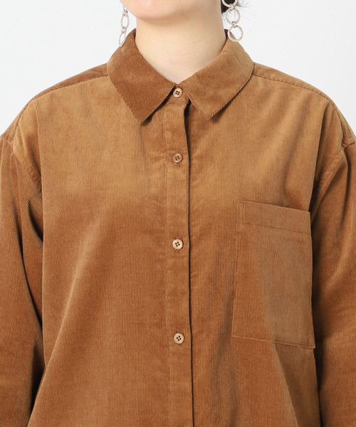 Simplicite（サンプリシテ）の「細コールシャツワンピース◆（シャツワンピース・レディース・グレー/ナチュラル/キャメル・SMALL/MEDIUM）」の16枚目の写真