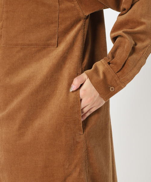 Simplicite（サンプリシテ）の「細コールシャツワンピース◆（シャツワンピース・レディース・グレー/ナチュラル/キャメル・SMALL/MEDIUM）」の11枚目の写真