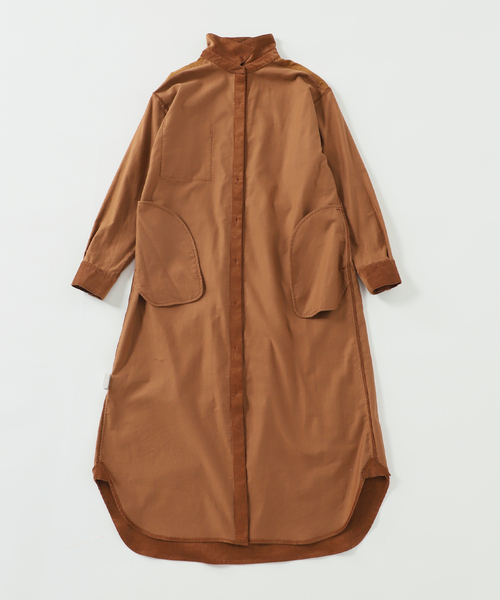 Simplicite（サンプリシテ）の「細コールシャツワンピース◆（シャツワンピース・レディース・グレー/ナチュラル/キャメル・SMALL/MEDIUM）」の8枚目の写真