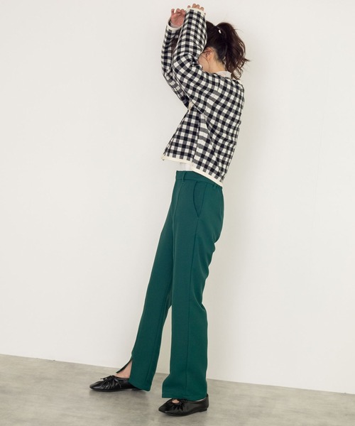 w closet（ダブルクローゼット）の「【新色追加】12Gギンガムジャガードカーディガン（カーディガン/ボレロ・レディース・ブラック×ホワイト/ボルドー/グリーン/ラベンダー/オレンジ・FREE）」の20枚目の写真