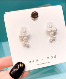 ポスト：925シルバー花のピアス