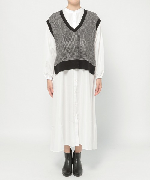 GLOBAL WORK（グローバルワーク）の「ニットベスト＊シャツワンピースセット/215919（ワンピース・レディース・ダークグレー/その他/ブルー・FREE）」の12枚目の写真