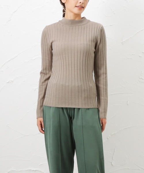 NAVY（ネイビー）の「洗えるニット 12Gワイドリブプルオーバー（ニット/セーター・レディース・ベージュ/レッド/ブラック・M/L）」の3枚目の写真