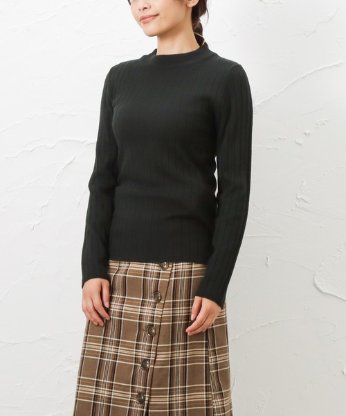 NAVY（ネイビー）の「洗えるニット 12Gワイドリブプルオーバー（ニット/セーター・レディース・ベージュ/レッド/ブラック・M/L）」の6枚目の写真