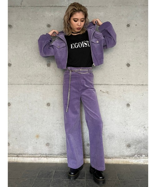 EGOIST(エゴイスト)の「フード付コーデュロイブルゾン(ブルゾン・レディース・アイボリー/パープル・FREE)」の3枚目の写真