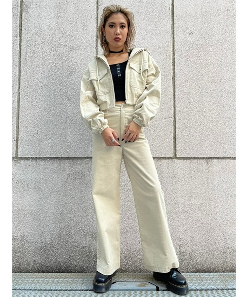 EGOIST(エゴイスト)の「フード付コーデュロイブルゾン(ブルゾン・レディース・アイボリー/パープル・FREE)」の10枚目の写真