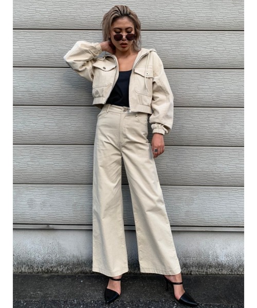 EGOIST(エゴイスト)の「フード付コーデュロイブルゾン(ブルゾン・レディース・アイボリー/パープル・FREE)」の8枚目の写真