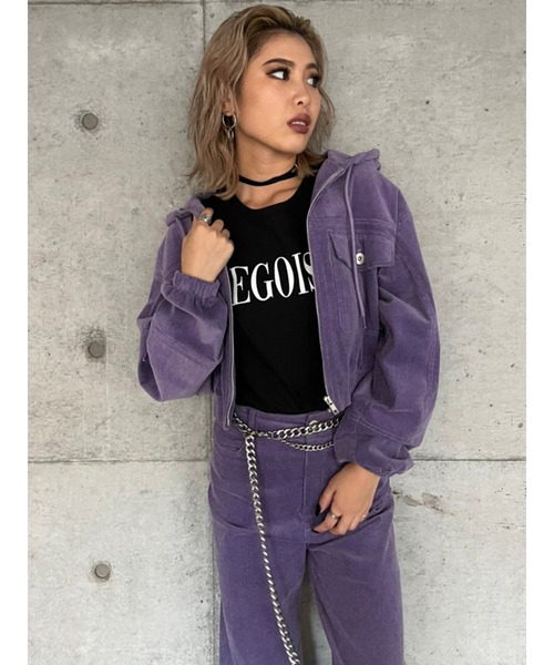 EGOIST(エゴイスト)の「フード付コーデュロイブルゾン(ブルゾン・レディース・アイボリー/パープル・FREE)」の5枚目の写真