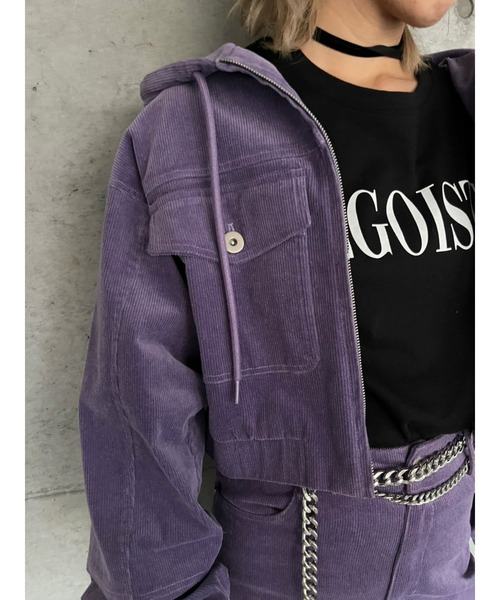 EGOIST(エゴイスト)の「フード付コーデュロイブルゾン(ブルゾン・レディース・アイボリー/パープル・FREE)」の6枚目の写真