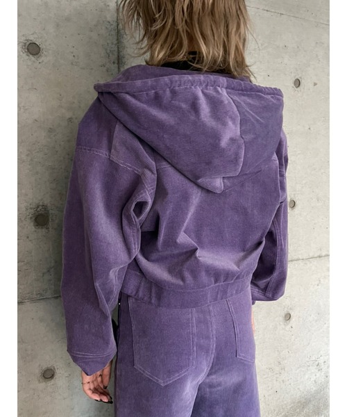 EGOIST(エゴイスト)の「フード付コーデュロイブルゾン(ブルゾン・レディース・アイボリー/パープル・FREE)」の4枚目の写真