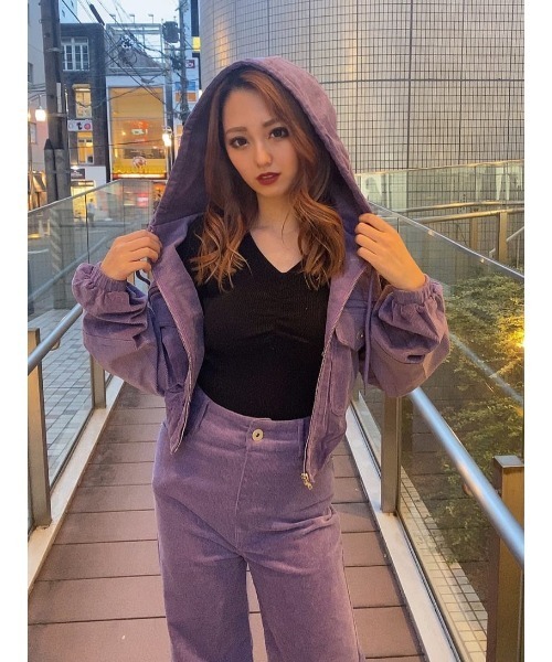 EGOIST(エゴイスト)の「フード付コーデュロイブルゾン(ブルゾン・レディース・アイボリー/パープル・FREE)」の20枚目の写真