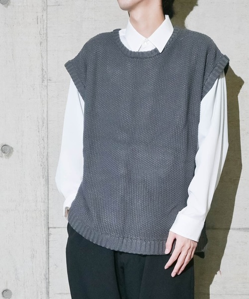 JOHN'S CLOSET(ジョンズクローゼット)の「【i】アクリルバルキーノースリーブプルオーバー(Tシャツ/カットソー・メンズ・チャコールグレー/サックスブルー/オフホワイト・X-LARGE/MEDIUM/LARGE)」の16枚目の写真